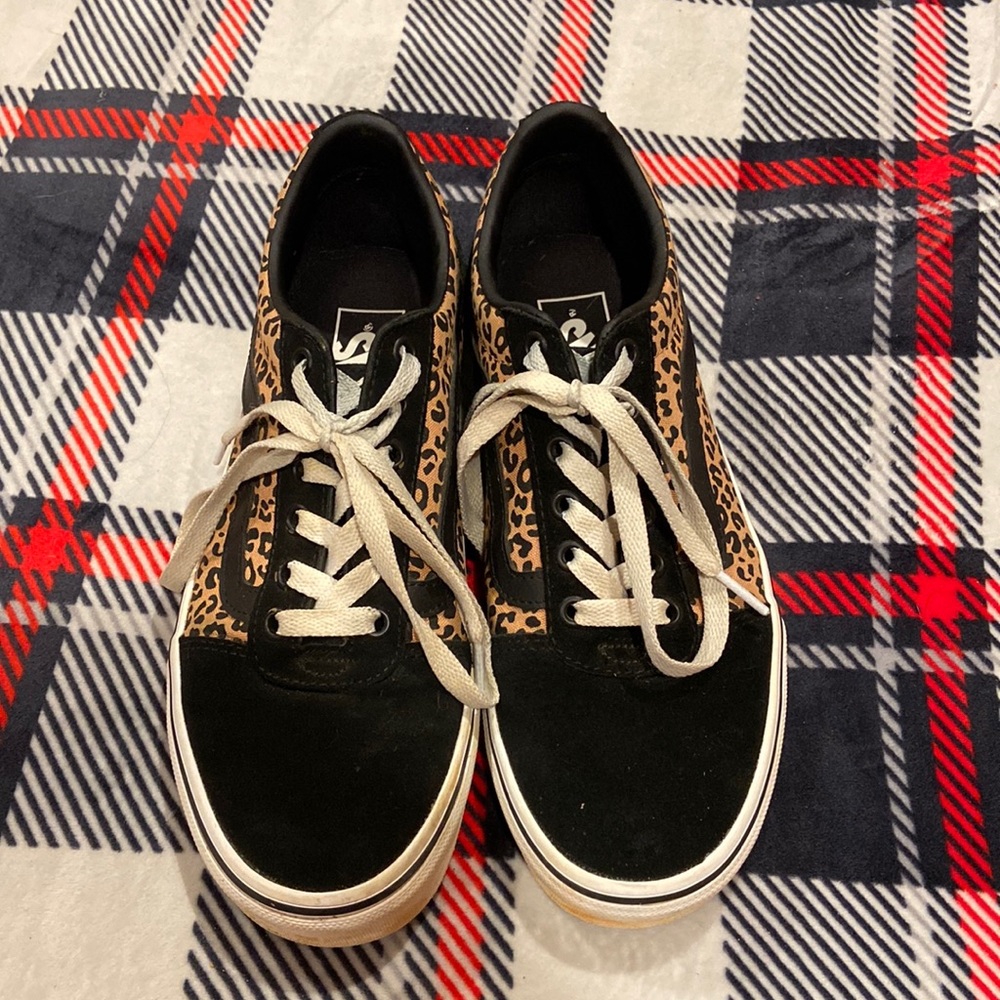 Black and leopard print vans!
